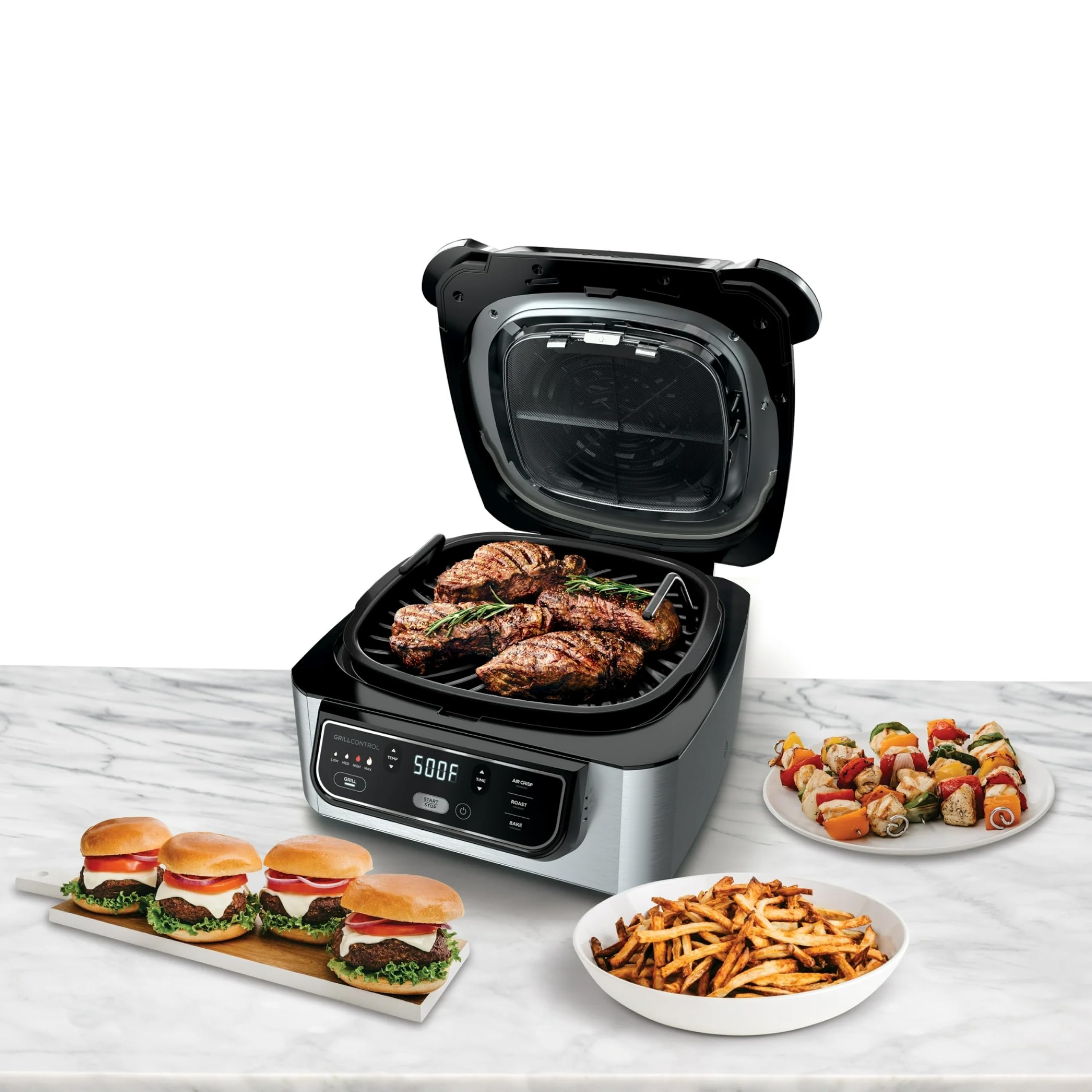 土曜限定価格Ninja Foodi Grill グリルAG300 エアフライヤー Amazon | Ninja Foodi AG300_EGB 4-in-1 屋内グリル 4クォートエア