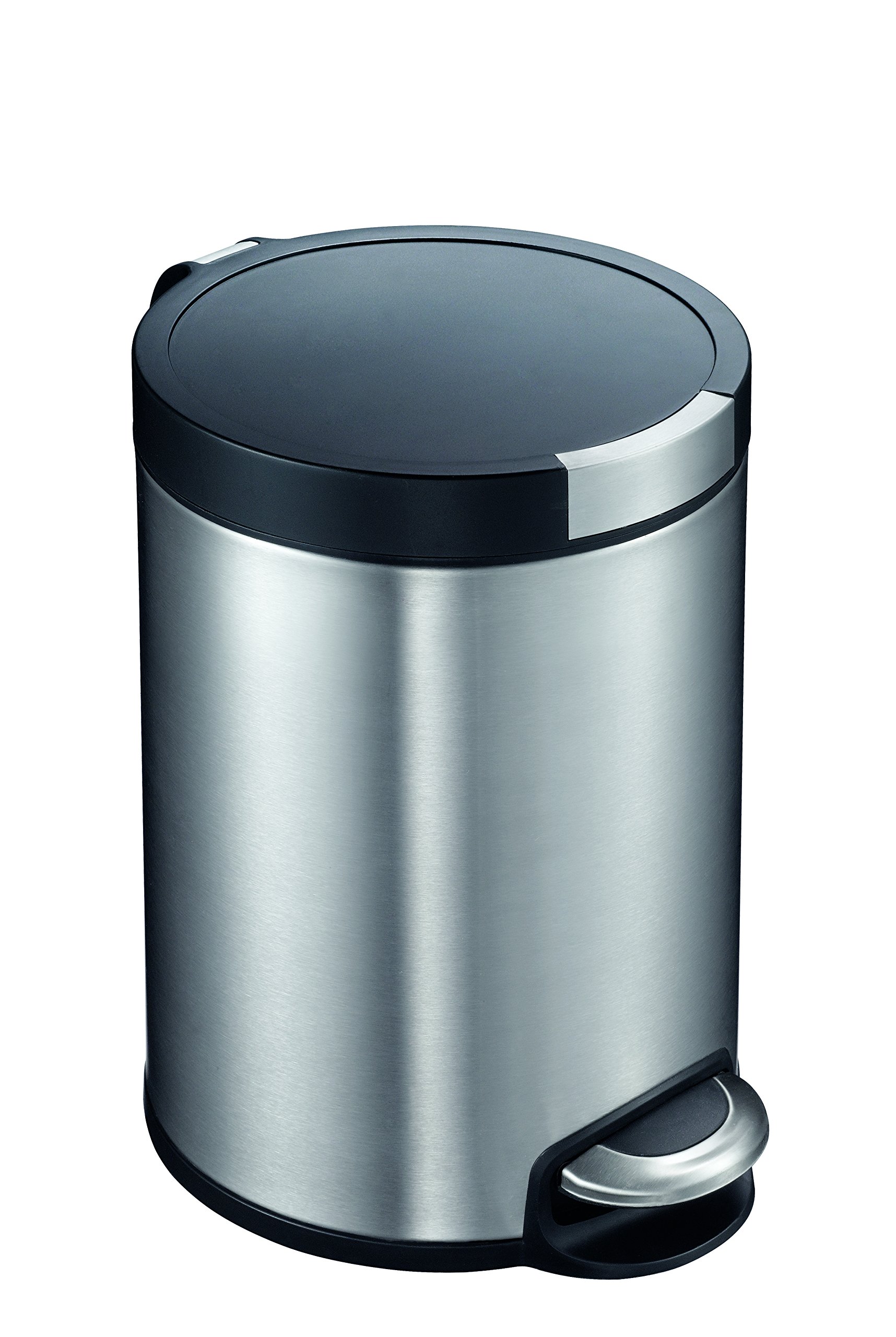 EKO VB 922505 Trittmülleimer mit Kunsttoffinneneimer, 5 L, mattedelstahl