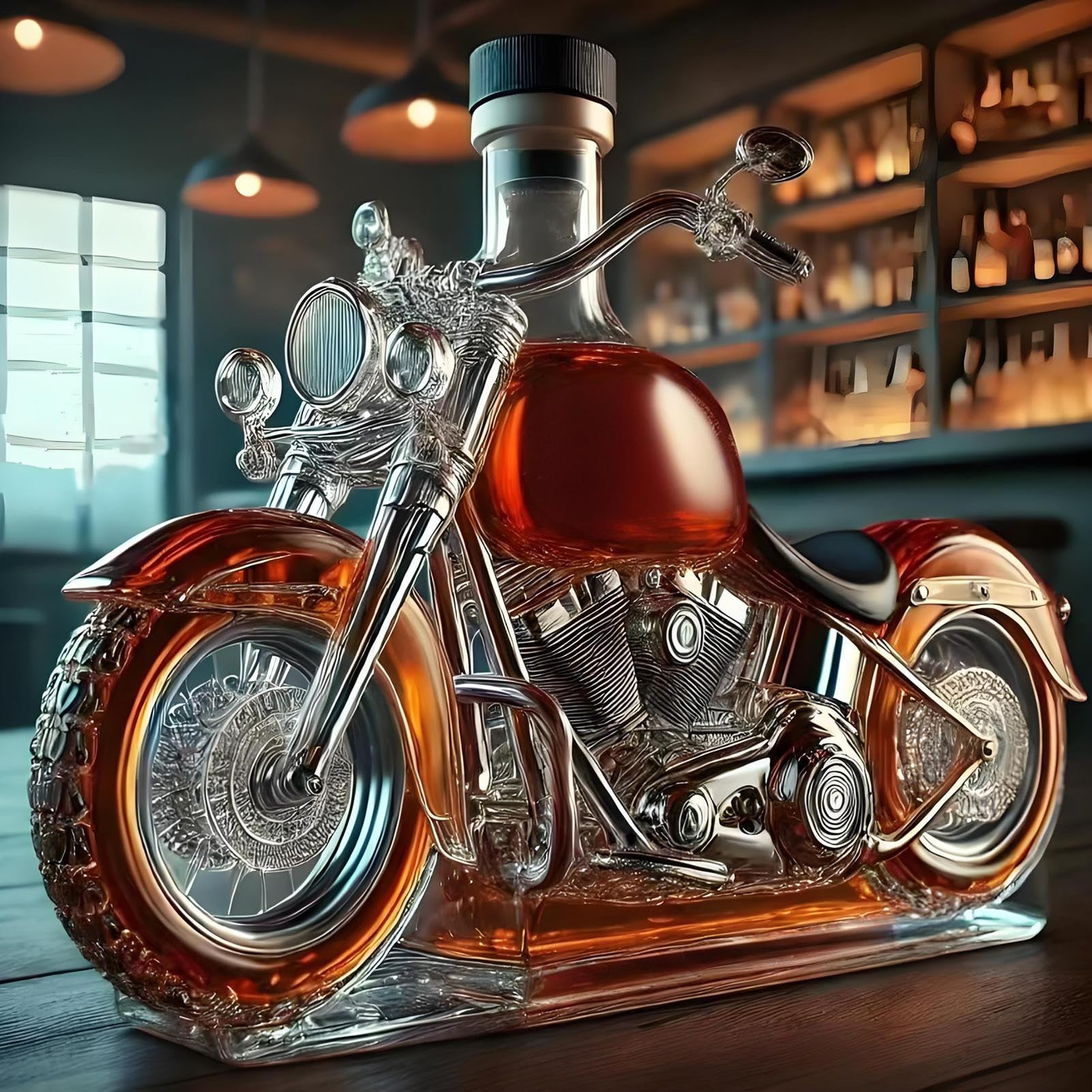 Motorfiets Vorm Whisky Karaf Fles, 750ml Vintage Glas Liquor Beluch Voor Wijn Champagne Cool Bar Bureau Decor Voor Geliefden