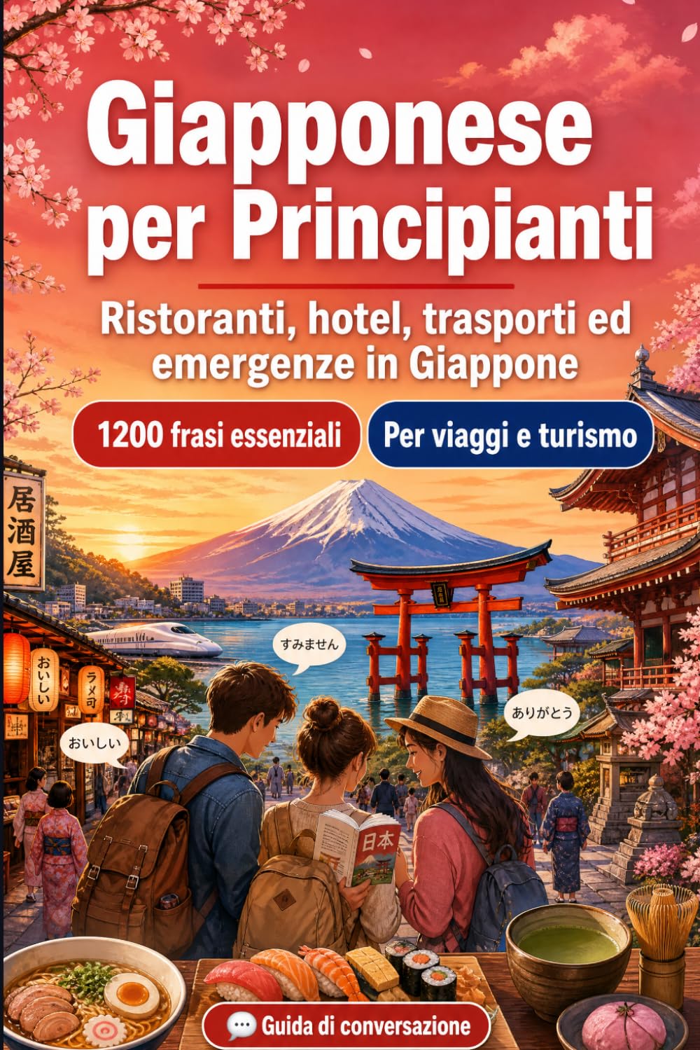 Giapponese Per Principianti: 1200 frasi essenziali in Giapponese per viaggiare en Giappone: Guida facile alla pronuncia, conversazioni quotidiane, ... consigli culturali per un viaggio in Giappone