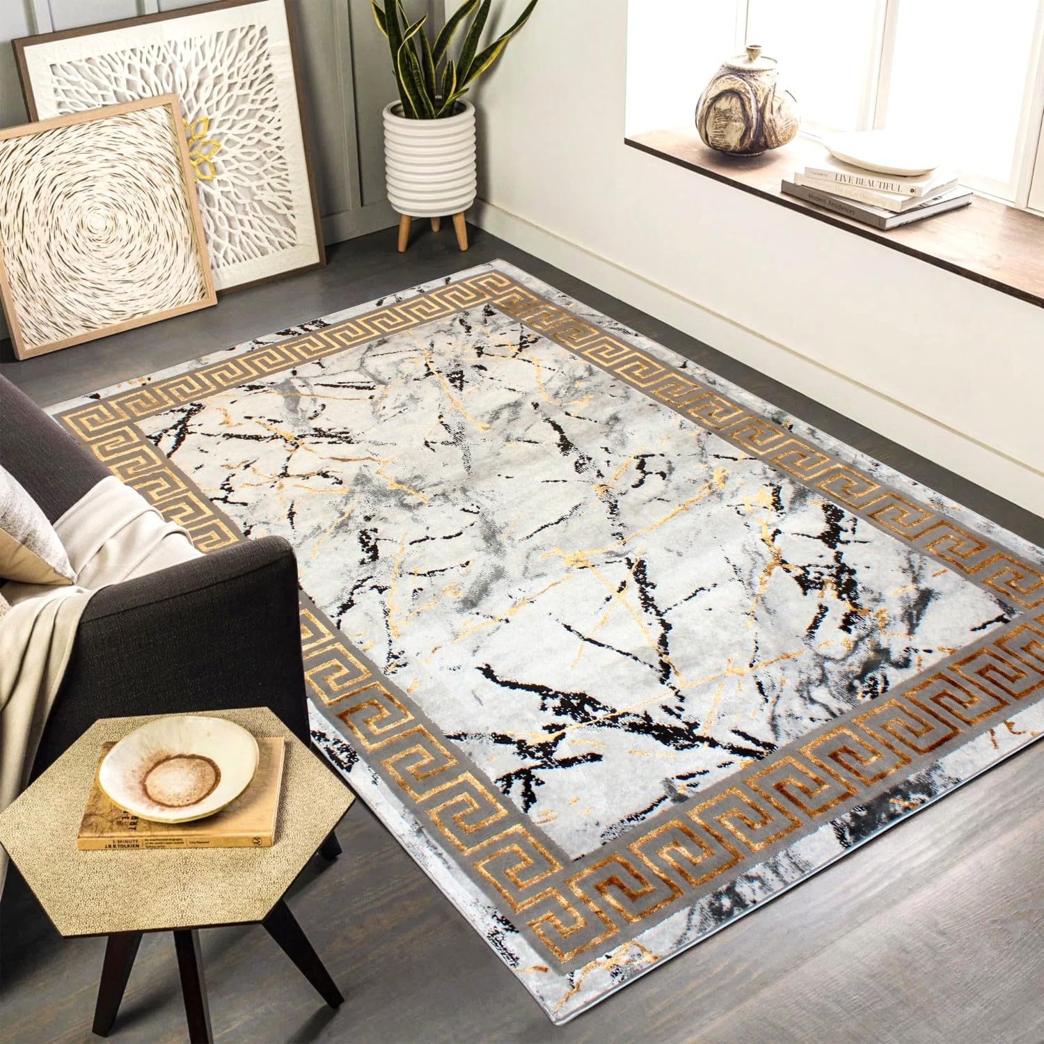 Amazon.com: United Rugs 5x7 Grey Modern Marble Abstract Area Rug ...
