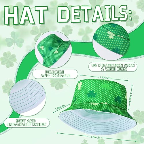 Vista 3 de Wigood Collares del día de San Patricio con cubierta de trébol verde, sombrero superior, collares de cuentas metálicas para disfraces de fiesta