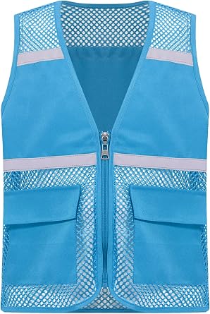 Jhaoyu Kids Girls High Visibility Safety Vest Hi Vis Zipper Front Jacket Waistcoat for School Activity Workwear Volunteer