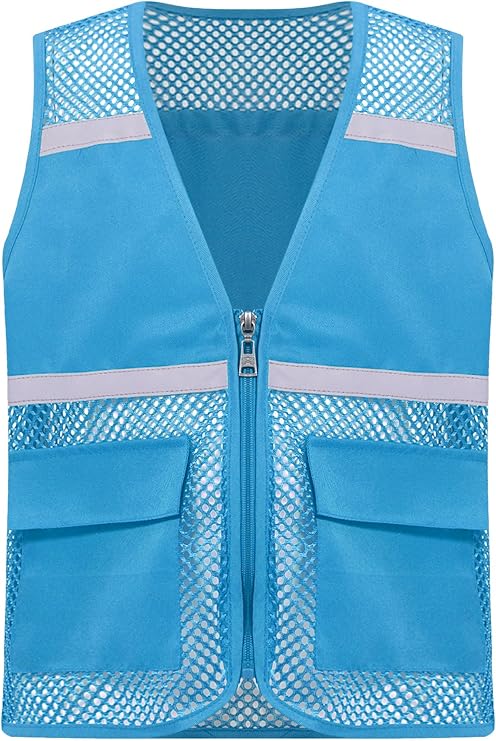 Jhaoyu Kids Girls High Visibility Safety Vest Hi Vis Zipper Front Jacket Waistcoat for School Activity Workwear Volunteer