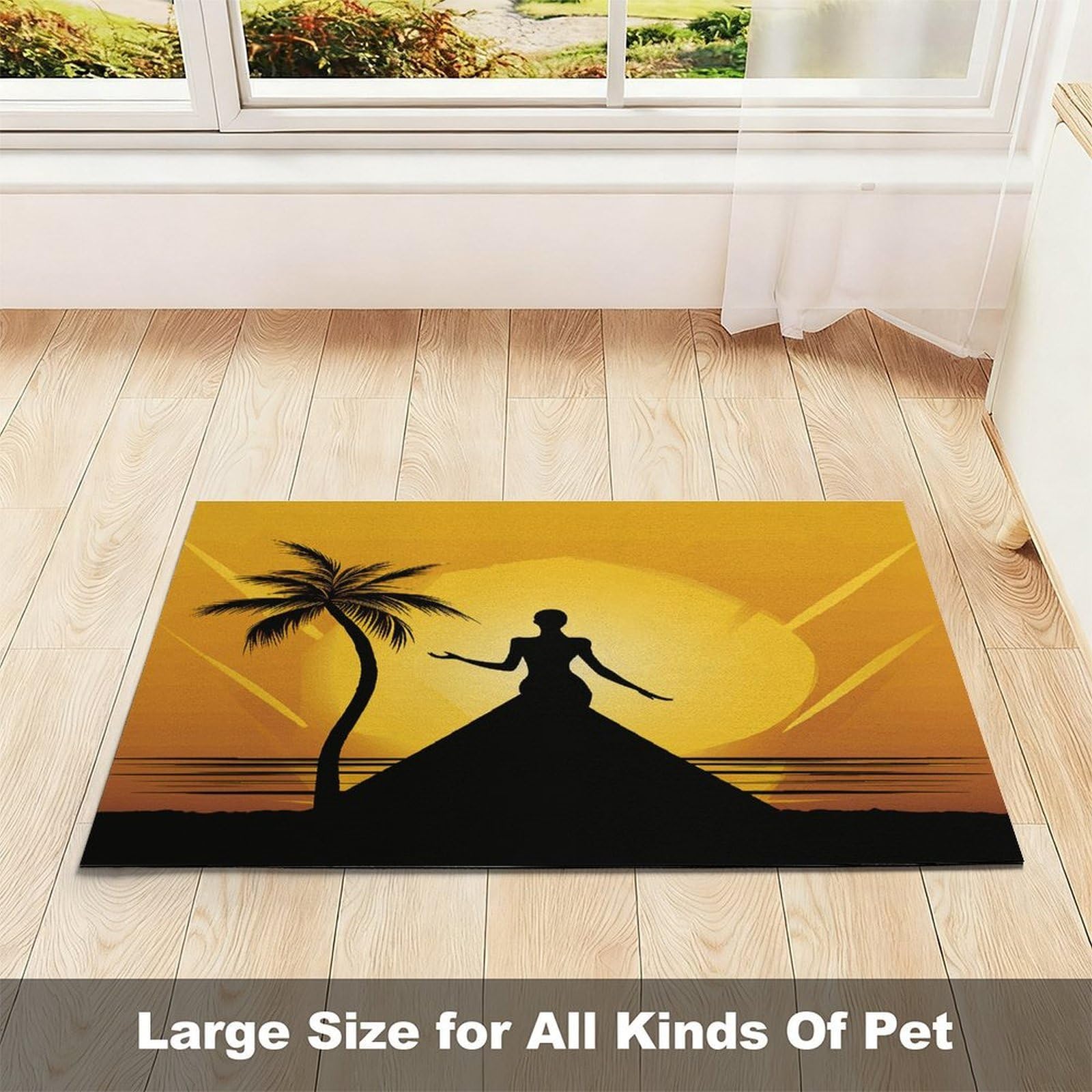Silhouette d'une femme Tapis de nourriture pour chat – Tapis d'alimentation antidérapant pour chien facile à nettoyer pour la nourriture et l'eau, tapis de gamelle pour chien et chat 43,2 x 76,2 cm
