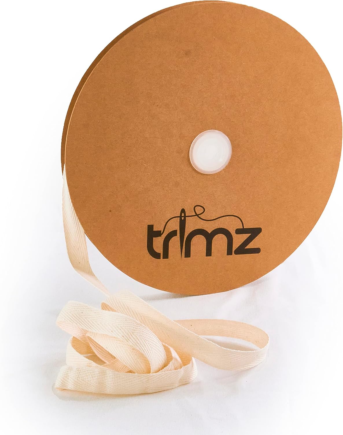 Trimz 100% Cotton Herringbone Tape, Natural, 50mm x 5m