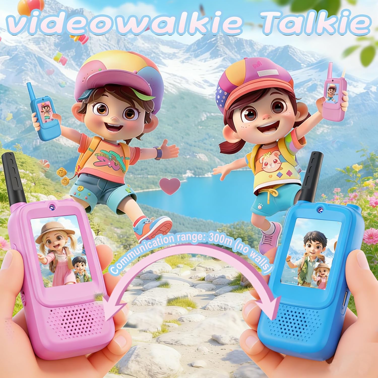 Kids Video Walkie Talkies Toy (Pink-Blue)