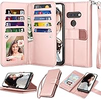 Vista 1 de NJJEX Funda compatible con LG K51/LG Q51/LG Reflect/LG K51, [9 ranuras para tarjetas] Funda de piel sintética para tarjetas de crédito