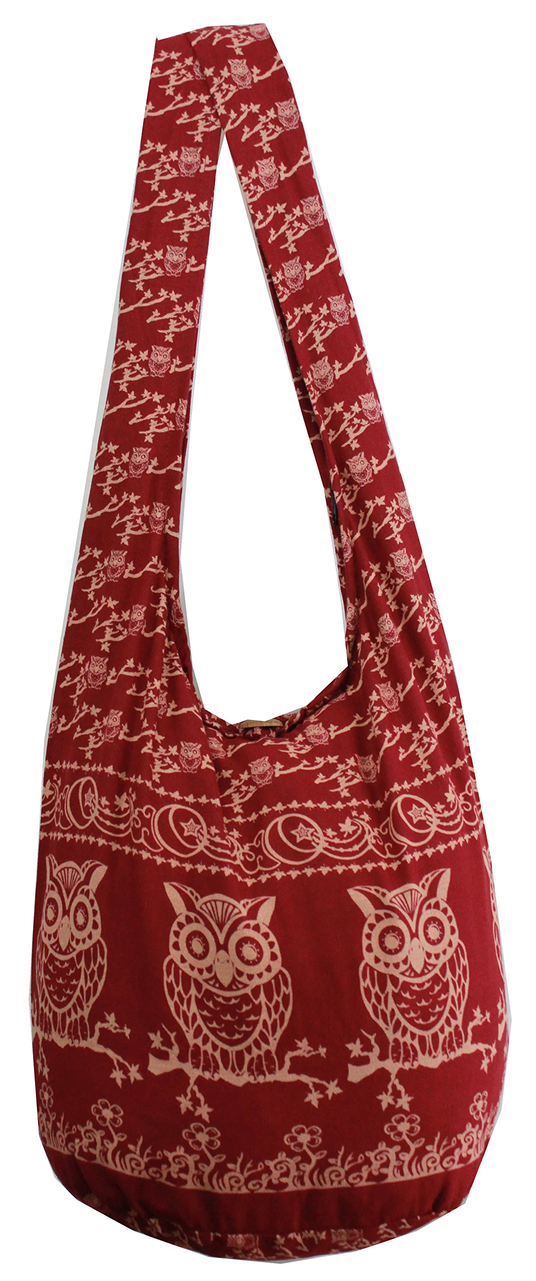 NaLuck Owl Hippie Boho Vintage Sling Cross body Shoulder Messenger Bag Large