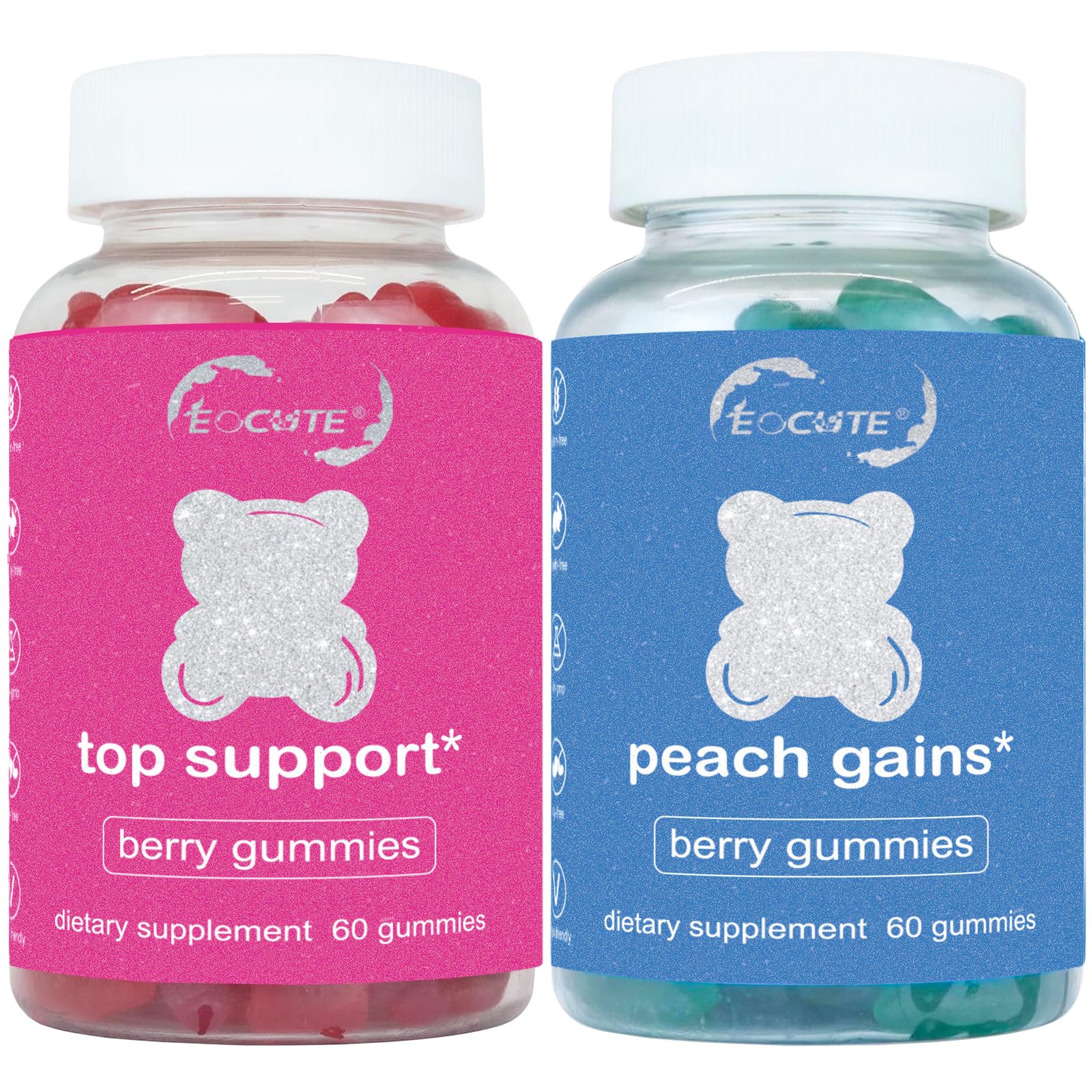 Bum & Chest Support Gummies for Women, Women’s Fitness Supplement,Top Support and Peach Gains, Berry Flavored, Essential Herbs, Multivitamins,Workout Aid, Combo Pack Growth Gummies(120 Count)