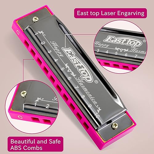 Miniatura 2 de East top Blues Armmonica, Diatonic 10 agujeros C Key Happy Armmonica Organo de boca para principiantes, niños, estudiantes, regalo, con estuche de
