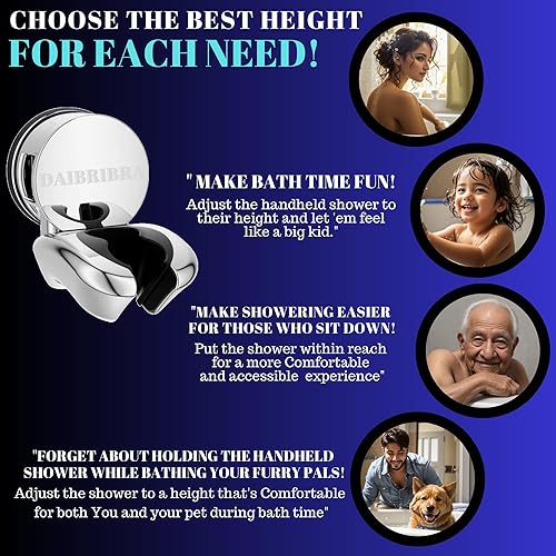 Miniatura 4 de Soporte de pared para cabezal de ducha con ventosa, diferentes posiciones, soporte de cabezal de ducha de mano reubicable y ajustable, soporte de