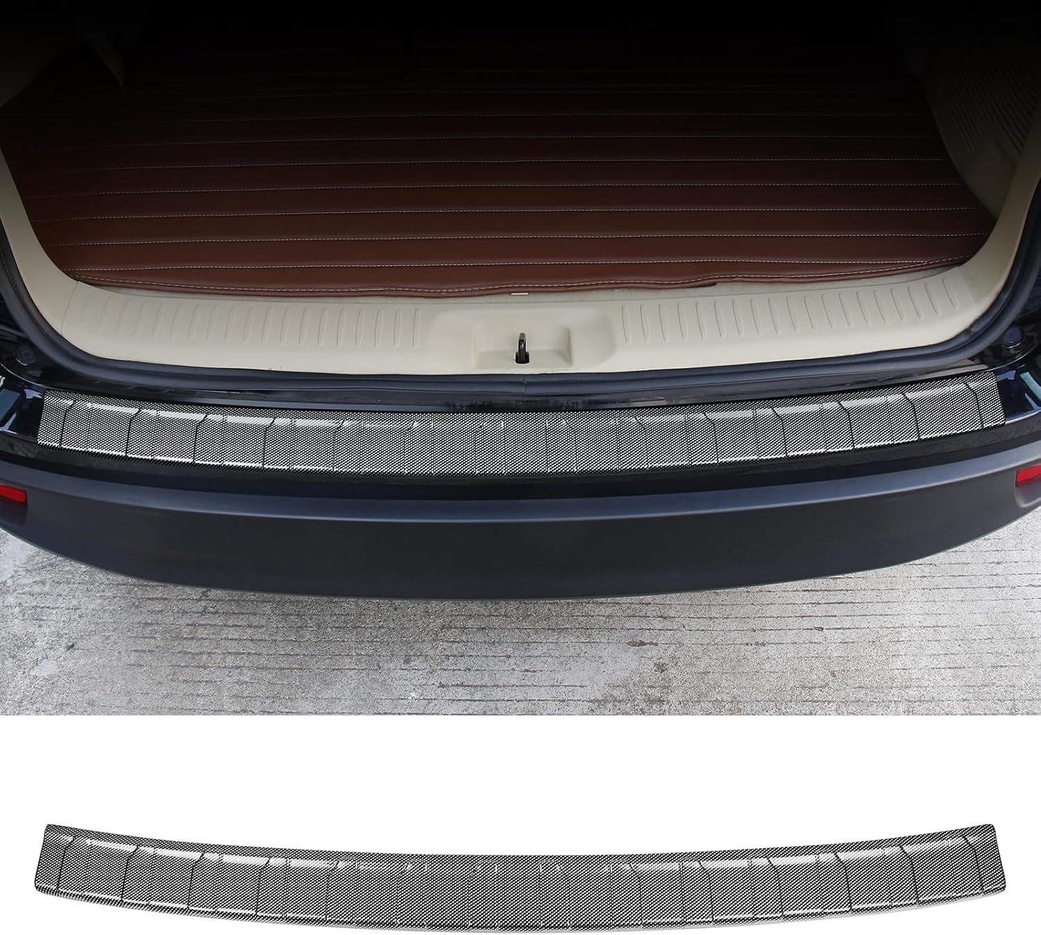 ABS Material Rear Bumper Protector Fit for Toyota Highlander 2014-2019 (LE/XLE/SE/Limited/Platinum) Accessories Rear Bumper Guards for Highlander Carbon Fiber (2014- 2019)