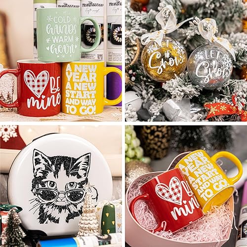 Miniatura 6 de TECKWRAP Vinilo adhesivo de vinilo cepillado con purpurina para decoración del hogar, decoración de fiestas, cortador de manualidades, 1 pie x 5