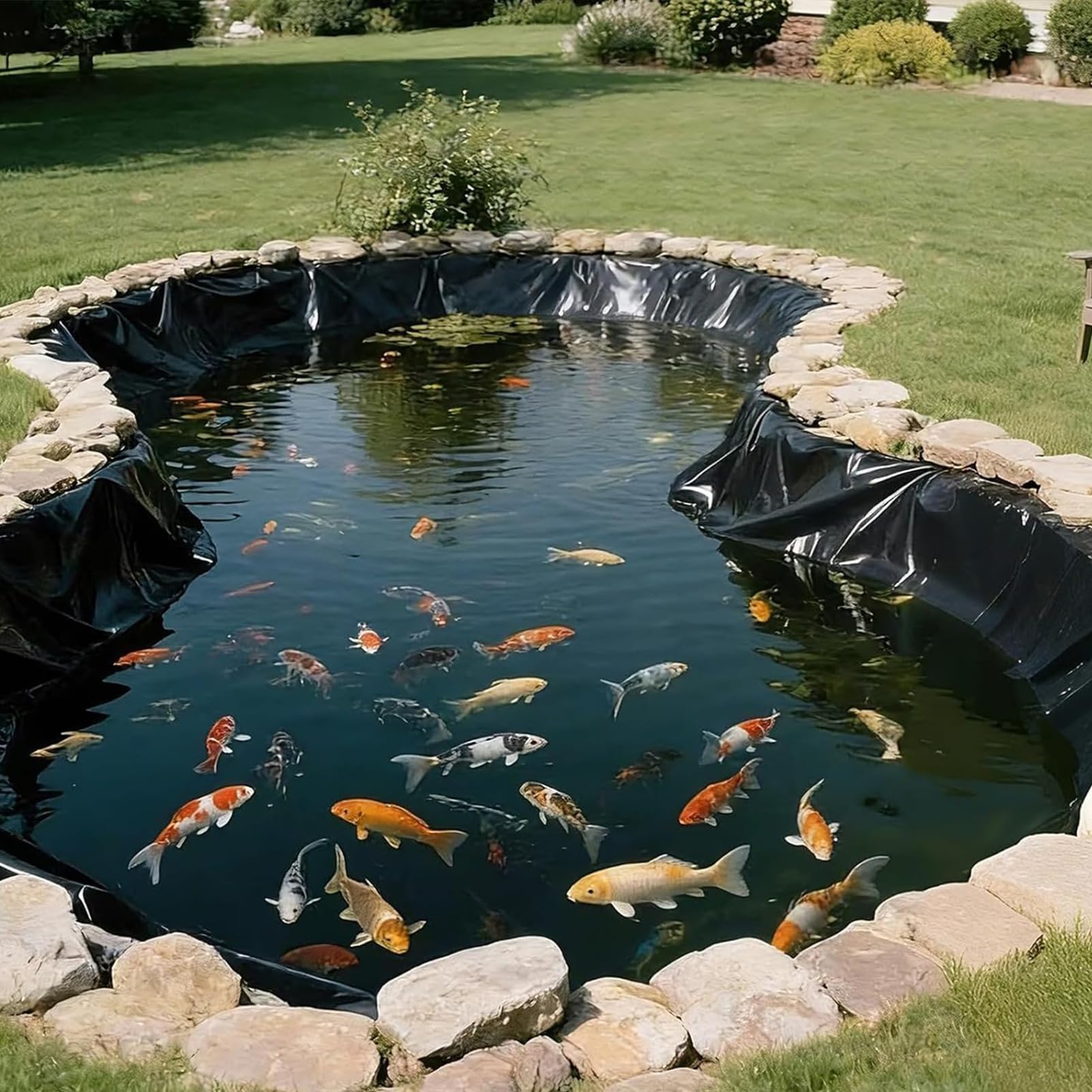 Fodera rinforzata per stagni per pesci all'aperto, sottostrato durevole per giardini, cascate, fontane, resistenti per una protezione di lunga durata