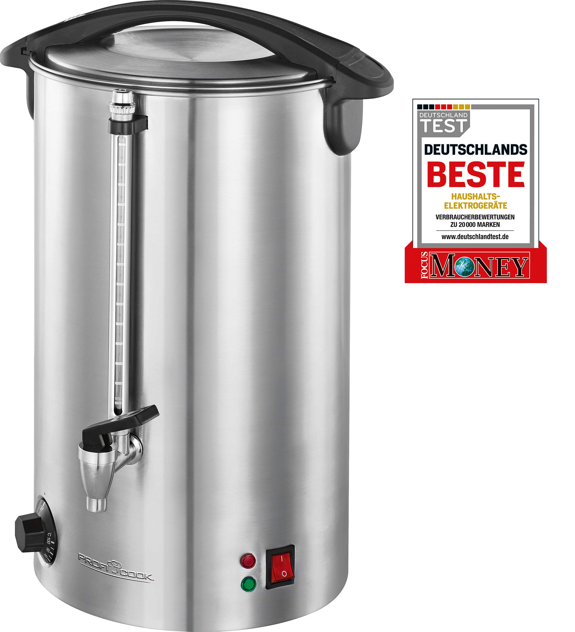 Profi CookPC-HGA 1111 Hot beverages Non-insulated - ProfiCook PC-HGA 1111, Hot beverages, Non-insulated, Black,Stainless steel, Lever,Rotary, 16 L, 1500 W