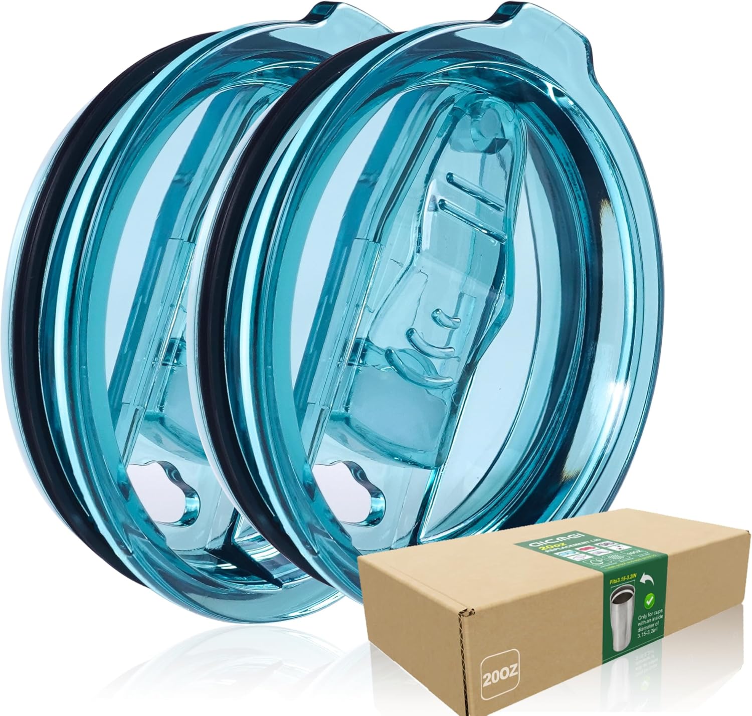 2 Replacement Lids for Tumblers-Spill Proof Lids for 3.2 Inch Diameter - Tumbler Lid for 20 oz Replacement Lid(Turquoise)