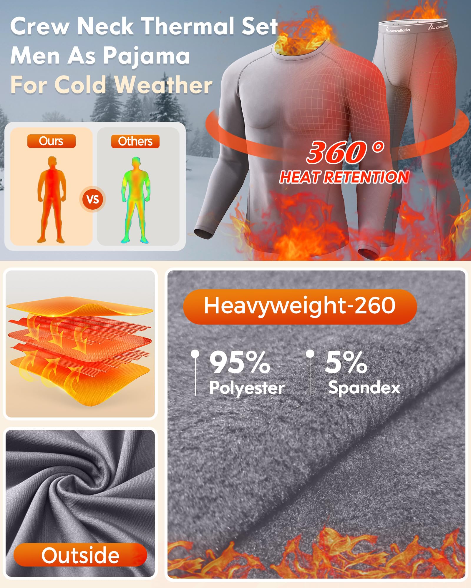 CL Convallaria Intimo Termico Uomo Invernale - Tuta e Pantaloni Termici