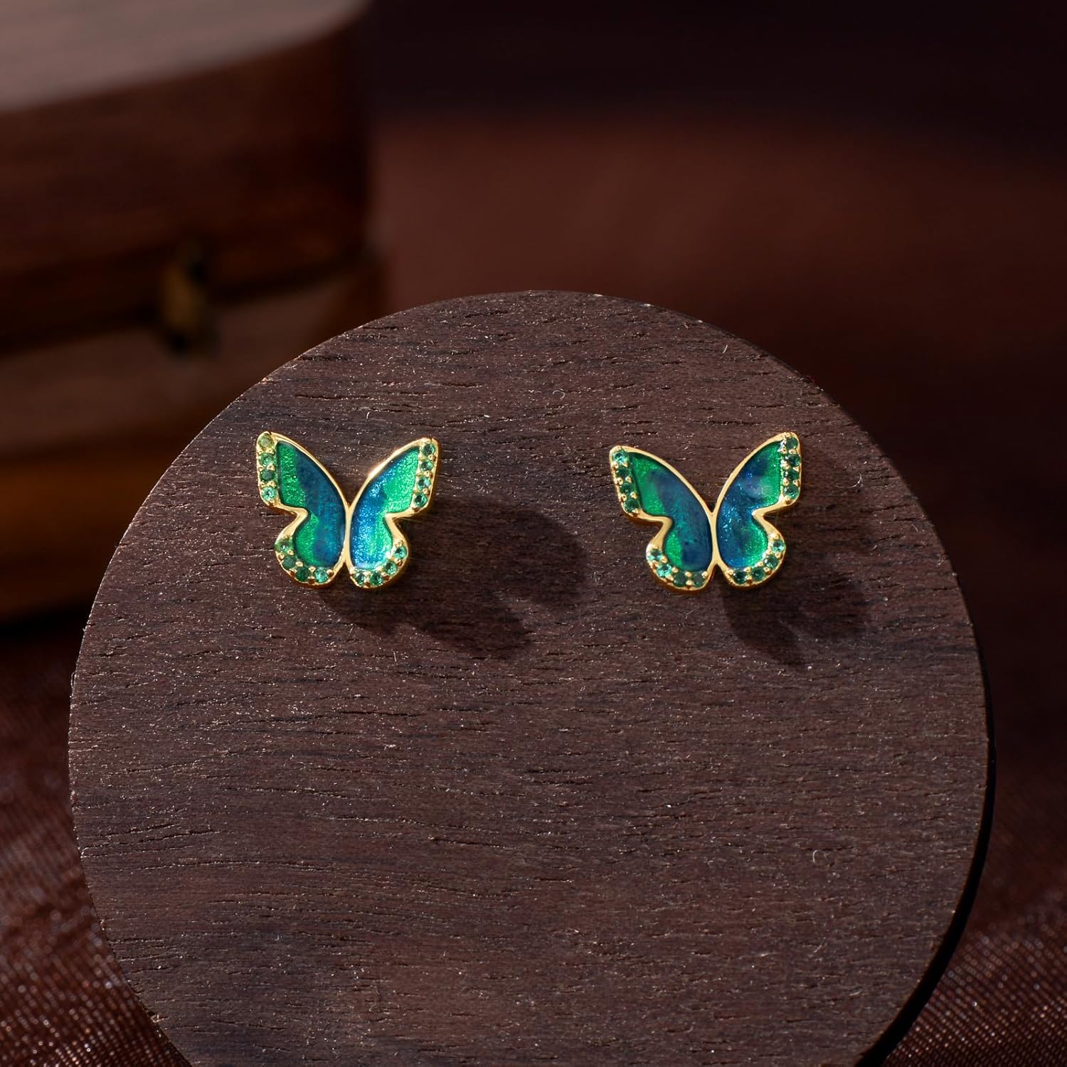 Solid 14K Gold Butterfly/Hummingbird Stud Earrings for Women,14kt Real Gold Butterfly/Hummingbird Stud Earrings Cute Animal Jewelry Gifts for Her Wife Mom Christmas Birthday Mother's Day - Image 4