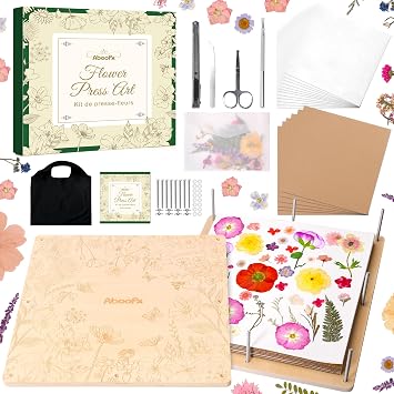 Aboofx Extra Large Flower Press Kit for Adults, 15"x 15" 6 Layers Wooden Flowers Pressing for DIY Easter Theme Pressed Flowers Art, Big Flower Preservation Kit for Frame Bookmark Resin Craft Projects