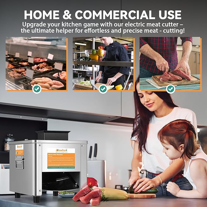 Newhai Cortadora de Carne Eléctrica 850W 3.5mm Acero Inoxidable 330lb/h miniatura 6