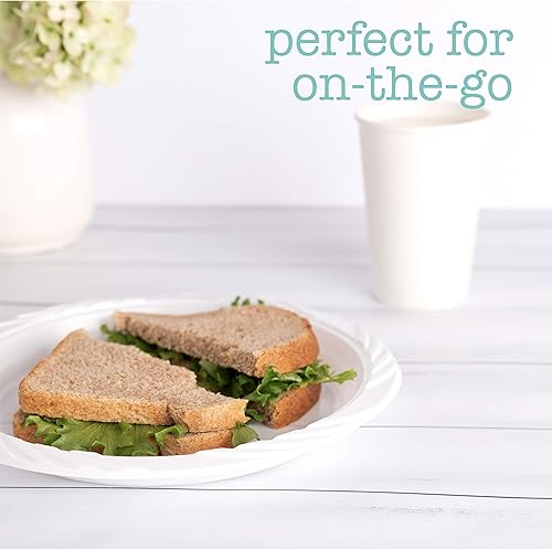 Miniatura 5 de 100 platos llanos desechables de plástico blanco de 9 pulgadas, grandes