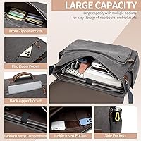 Vista 5 de Canvas Messenger Bag for Men Waterproof Business Bags for Men Vintage Canvas Laptop Bag Gris