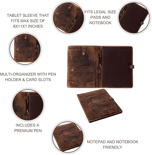 Miniatura 9 de Cartera de cuero, carpeta de cuero con bolígrafo, cartera de cuero para hombres y mujeres, padfolio de cuero, carpeta de cuero, carpeta de cartera,