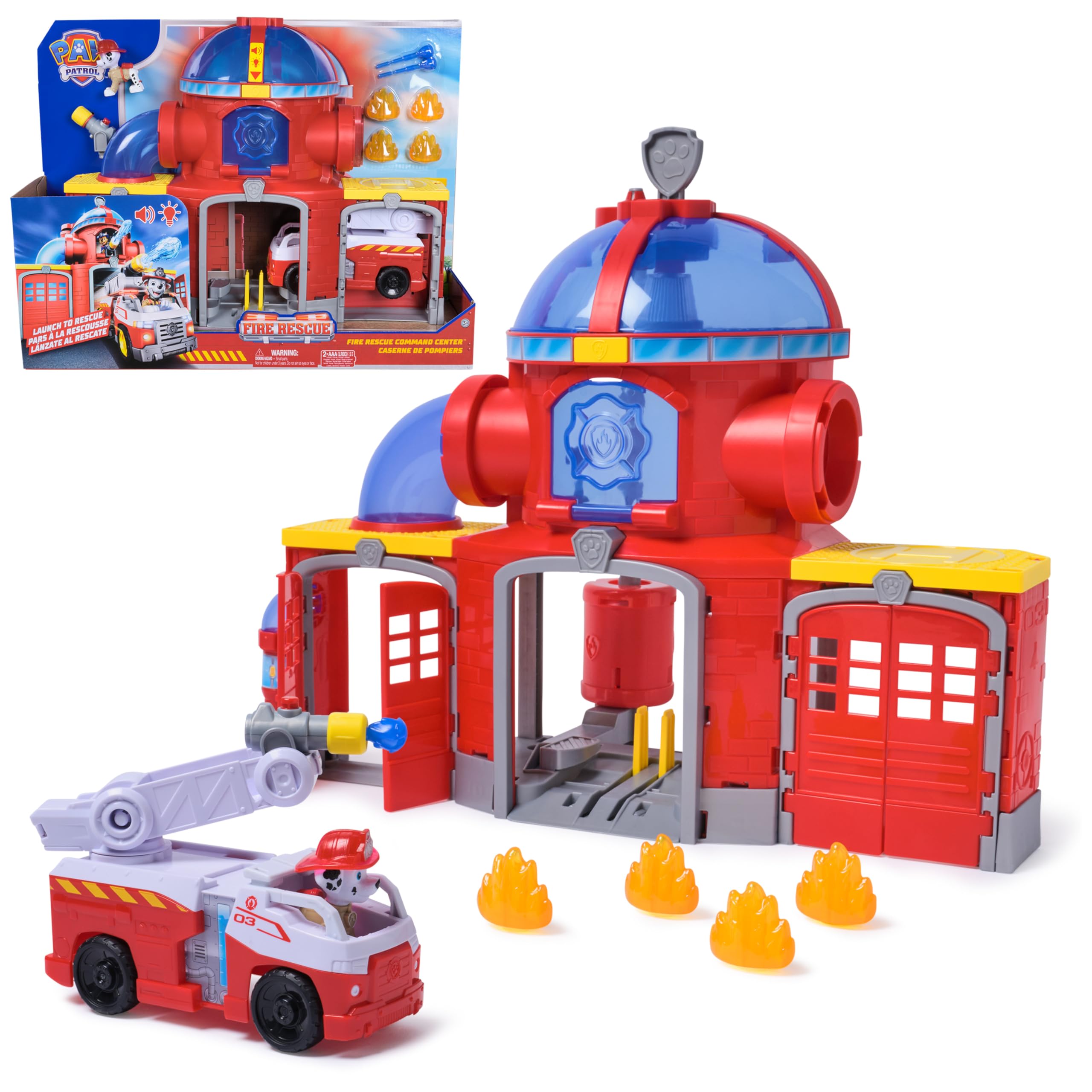 Centrum dowodzenia ratownictwem strażackim PAW Patrol z figurką Marshalla, zabawkami dla dzieci dla chłopców i dziewcząt w wieku od 3 lat