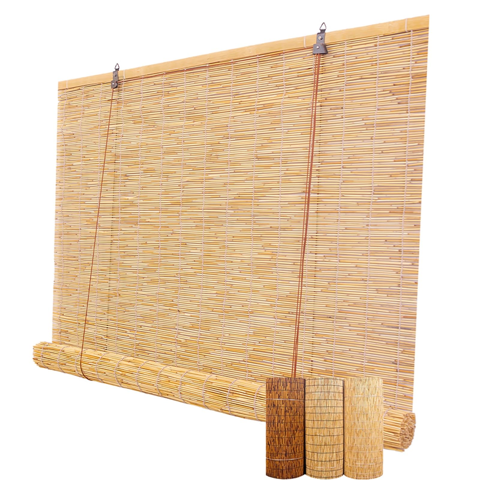 Bamboo Roll Up Window Blind - Natural Outdoor Shades for Patio, Roman Style, UV Protection, Easy Installation, Perfect for Windows