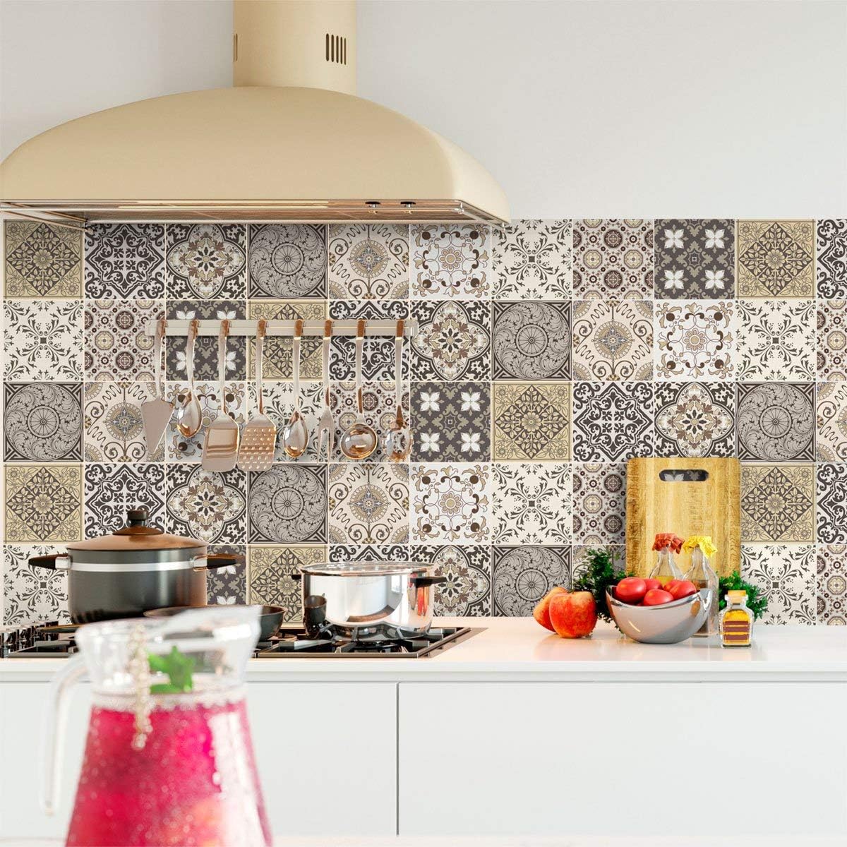 Ambiance Sticker Self-Adhesive Decorative Wall Decal Cement Tile for Bathroom and Kitchen Ibiza - Pack of 9 Stickers of 20 x 20 cm - Image 4