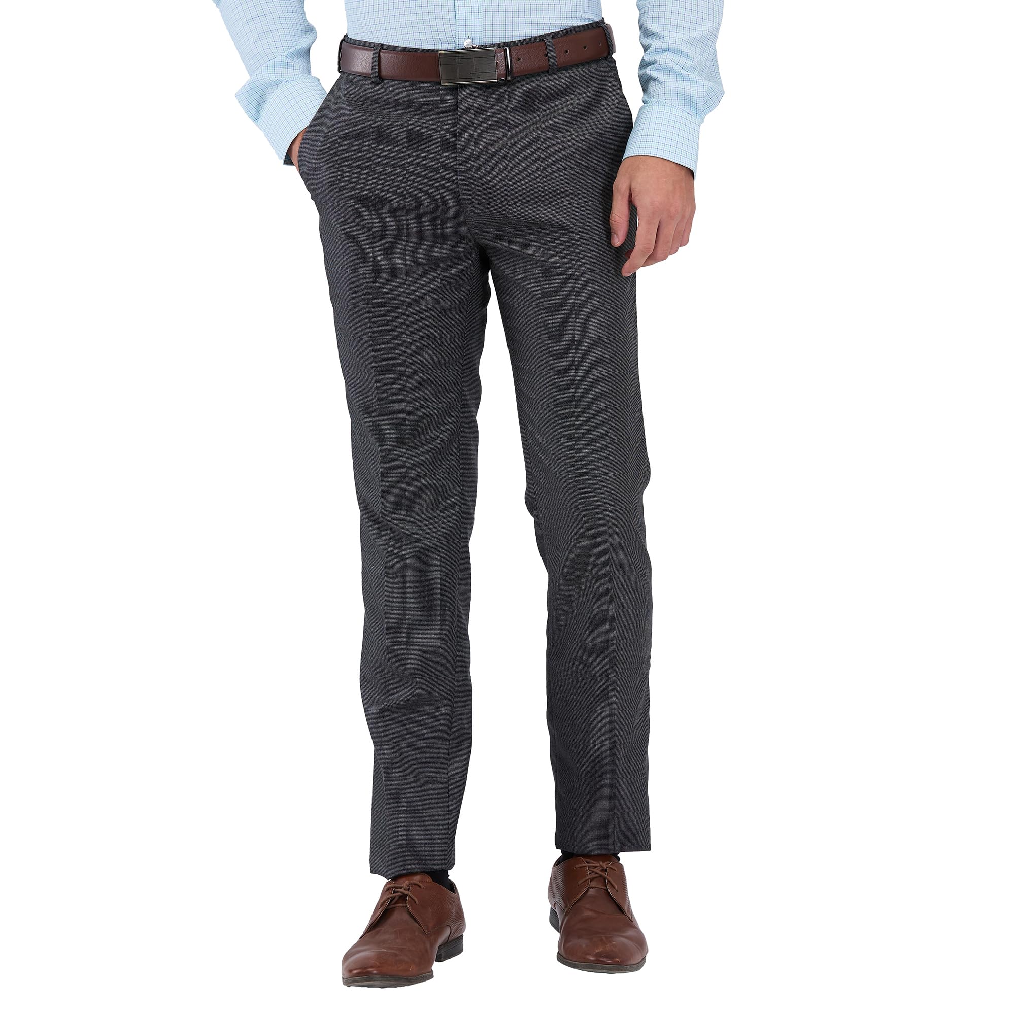 raymond Men's Slim Fit Structure Pattern Poly Viscose Blend Flat Front Formal Trouser (Size: 36)-RMTS05375-G7 Dark Grey-picture-24