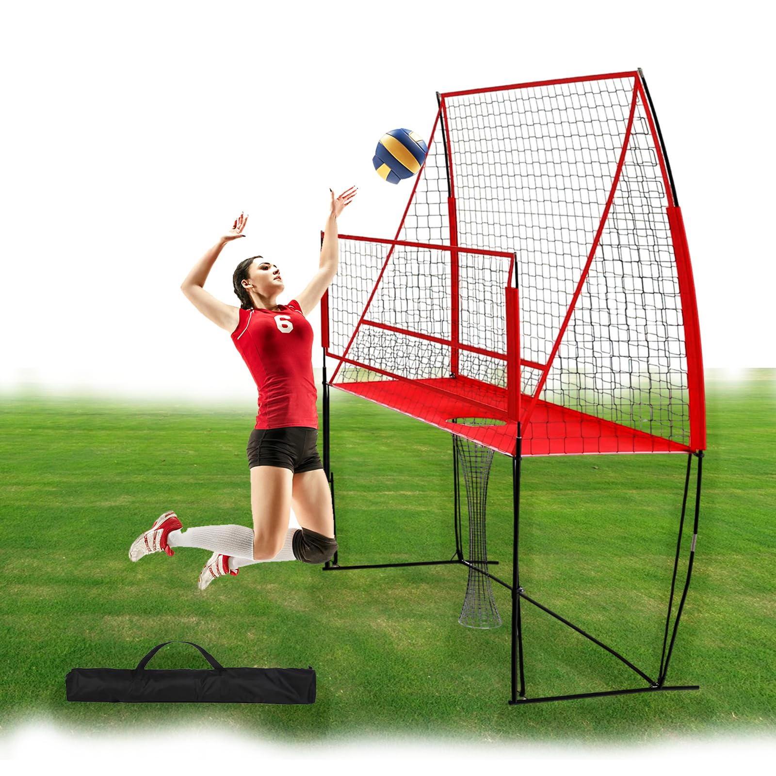 Red de práctica de entrenamiento de voleibol 3 en 1, altura ajustable, 3 niveles, red de voleibol al aire libre, equipo de práctica de voleibol con retorno de bola, perfecto para estadio, playa