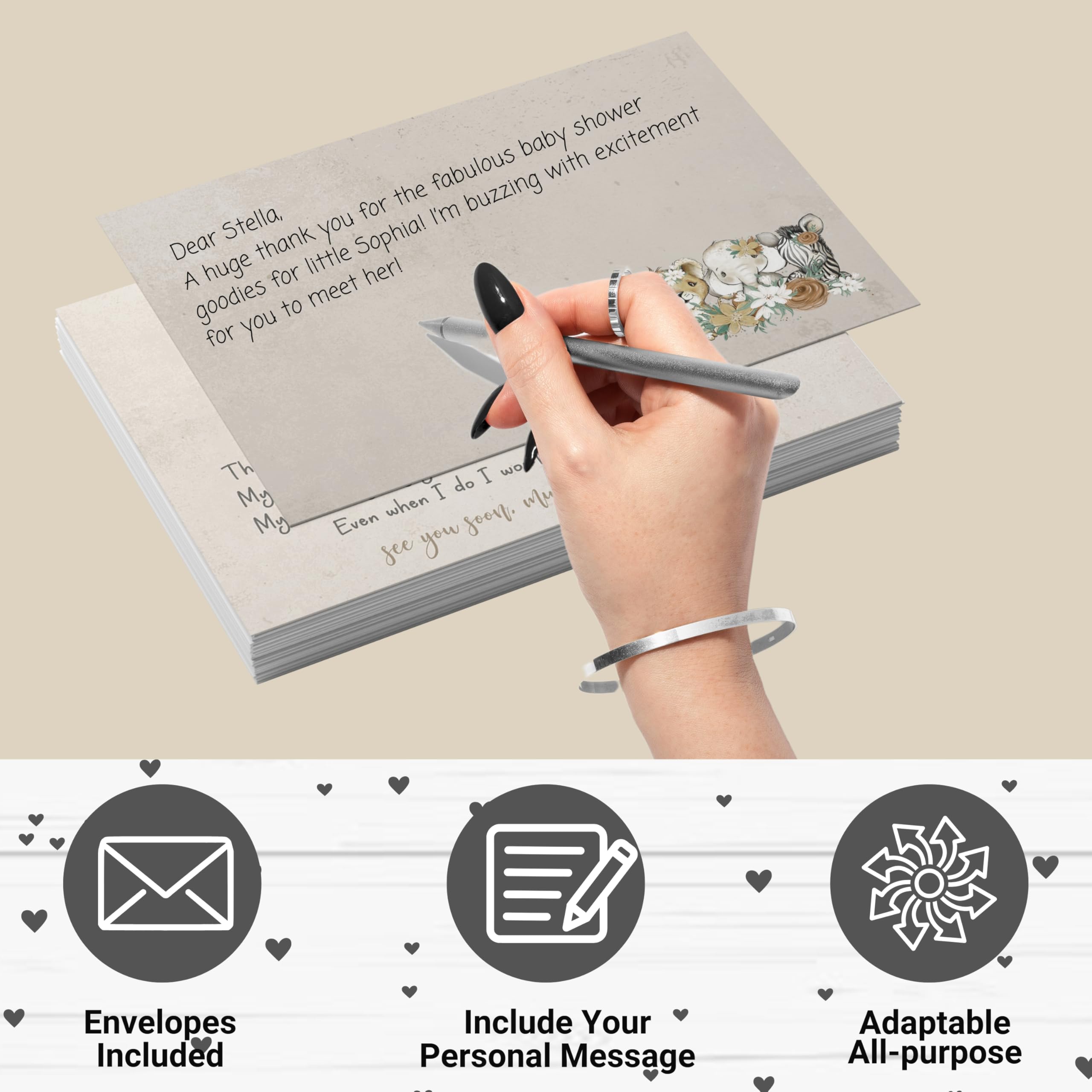 Aazon.co : Honeyplu Floral Thank You Cards With Envelopes - Gold