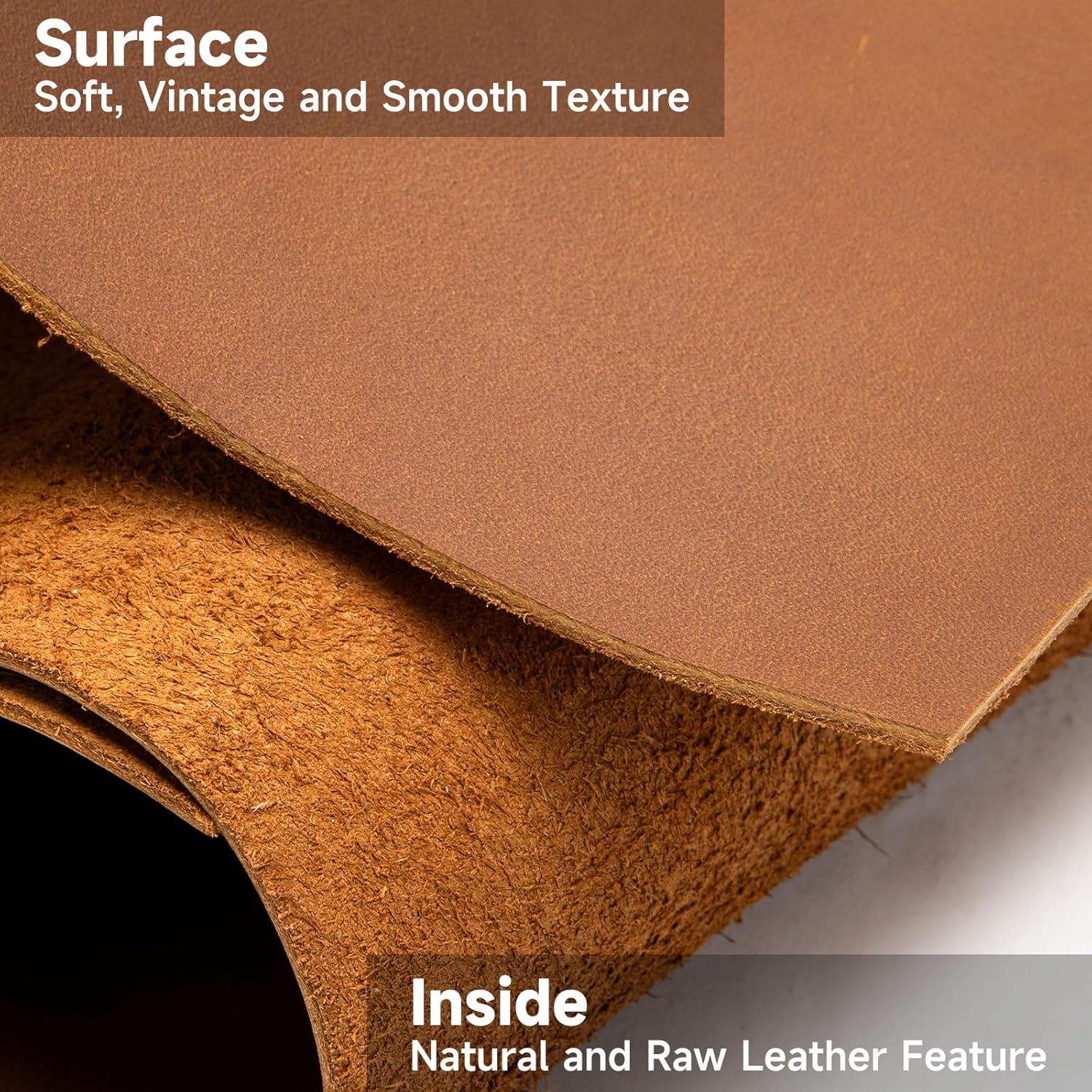 12''X24'' Genuine Leather Sheets - Tooling Leather Fabric Pieces for Crafts, Full Grain Leather Hide Material(Brown, 2mm Thick)
