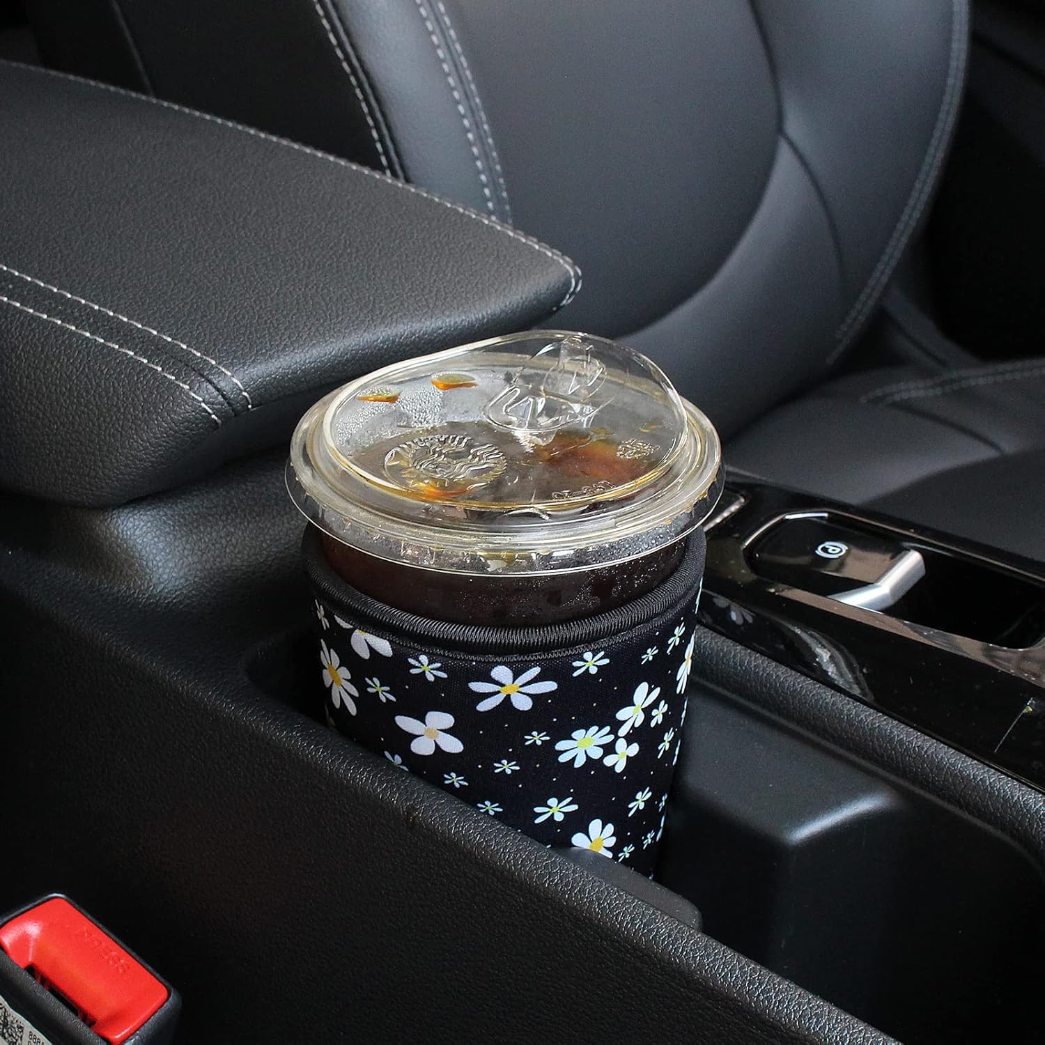2 Pack Reusable Iced Coffee Sleeves - FRRIOTN Insulator Sleeve for Cold Beverages, Neoprene Coffee Cup Holder (Flower, Large 32oz) - Image 4