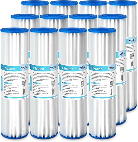 Miniatura 18 de Membrane Solutions Filtro de agua de sedimentos de poliéster plisado de 50 micrones, cartucho de repuesto de 10 x 2.5 pulgadas, prefiltro universal