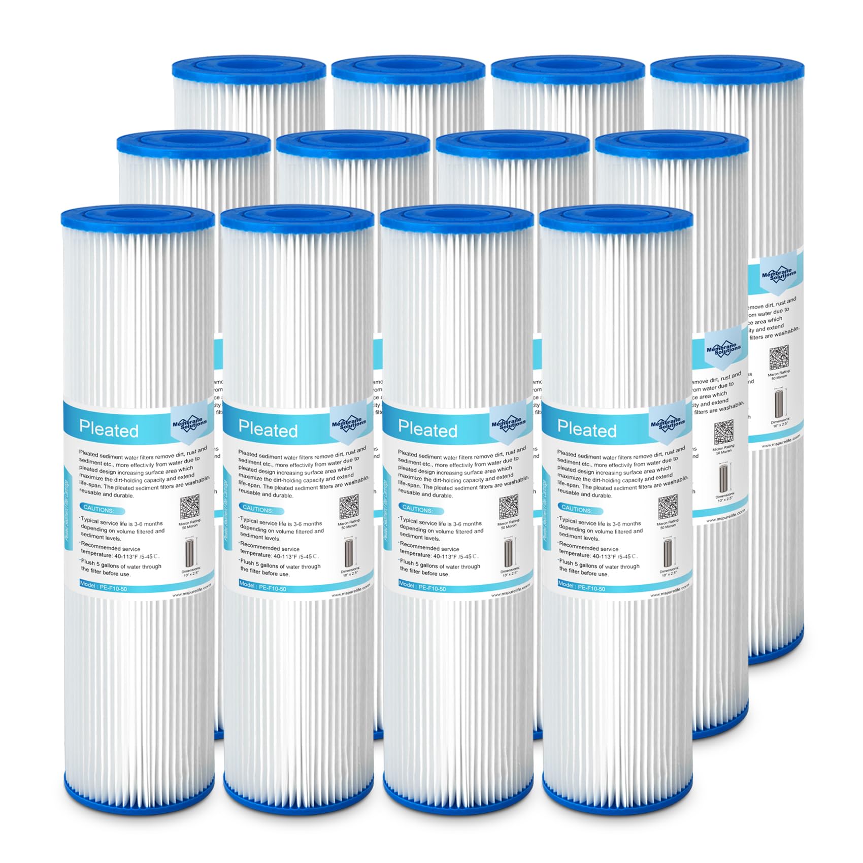 Membrane Solutions 50 Micron 10"x2.5" Pleated Sediment Water Filter