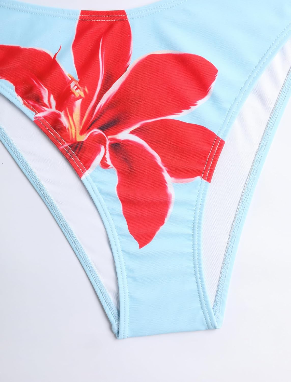 ZAFUL Women's Two Piece Bikini Sets Triangle Halter Swimsuit Deep V Cowl Neck Ruching Bathing Suits