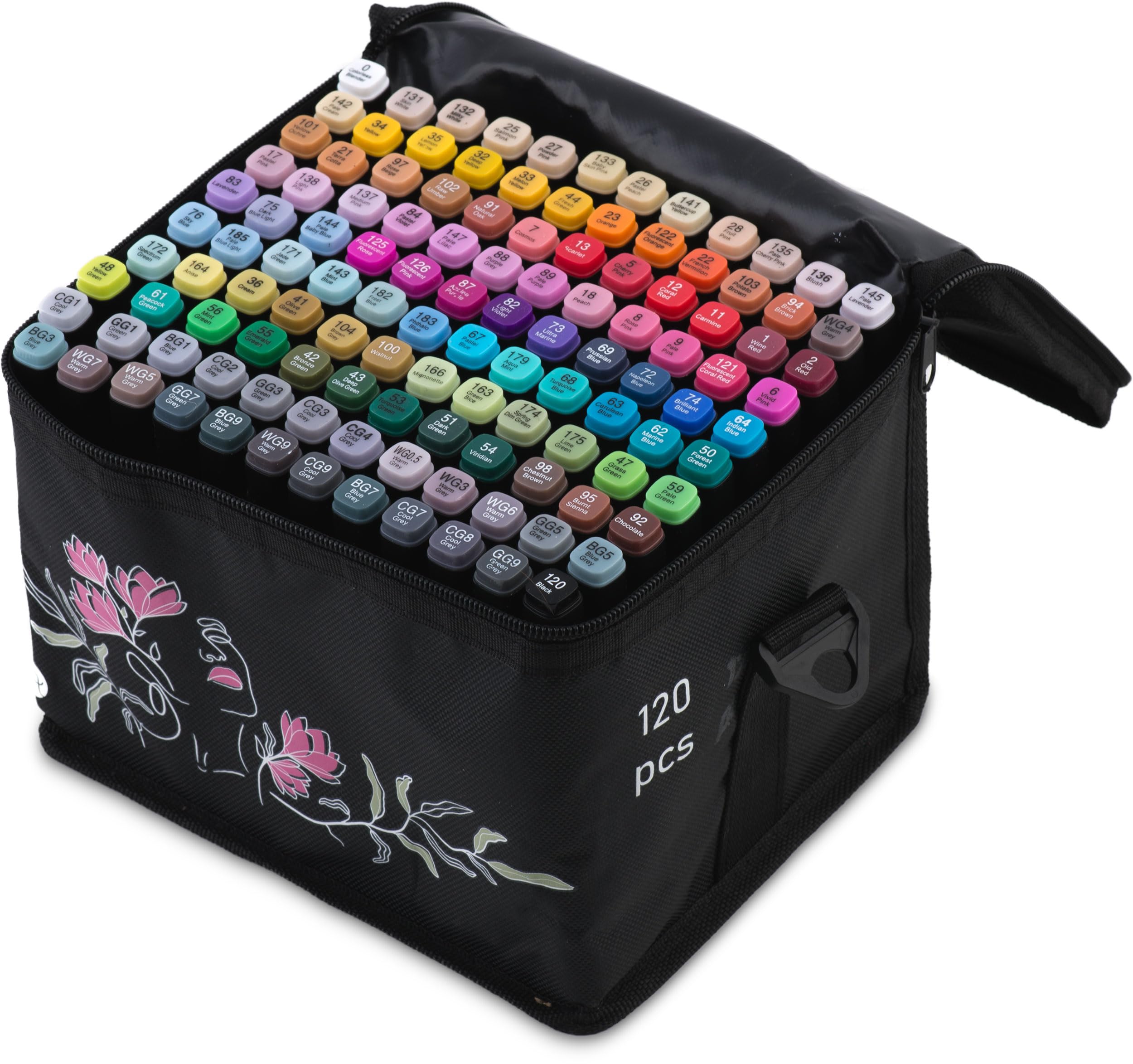 Nukido 120 x Alcohol Marker Pens with Pouch Double Sided Waterproof