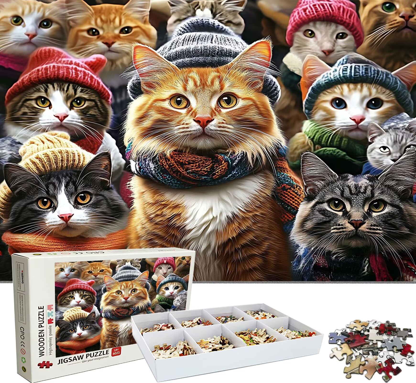 Puzzle 1500 Teile, Holzpuzzle Erwachsene Katze Tier Impossible Klassische Jigsaw Puzzles 87 x 57 cm, Familien Spiel, Puzzle Stressabbau Denkspiel, Puzzle-Liebhaber w0-560