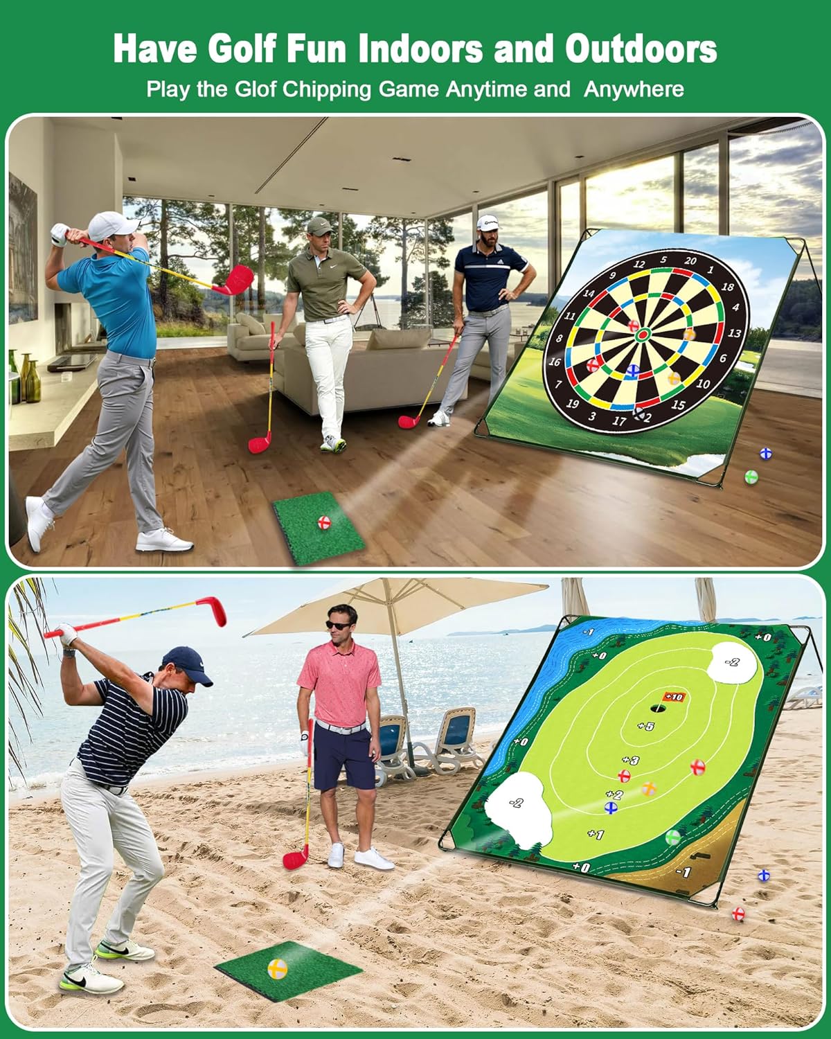 HOTWIND Golf Chipping Game Set with 71"x71" Double-Sided Chipping Mat & Sticky Balls Fun Indoor and Outdoor Backyard Games for Adults Perfect Golf Gifts - Golf Clubs are Not Included