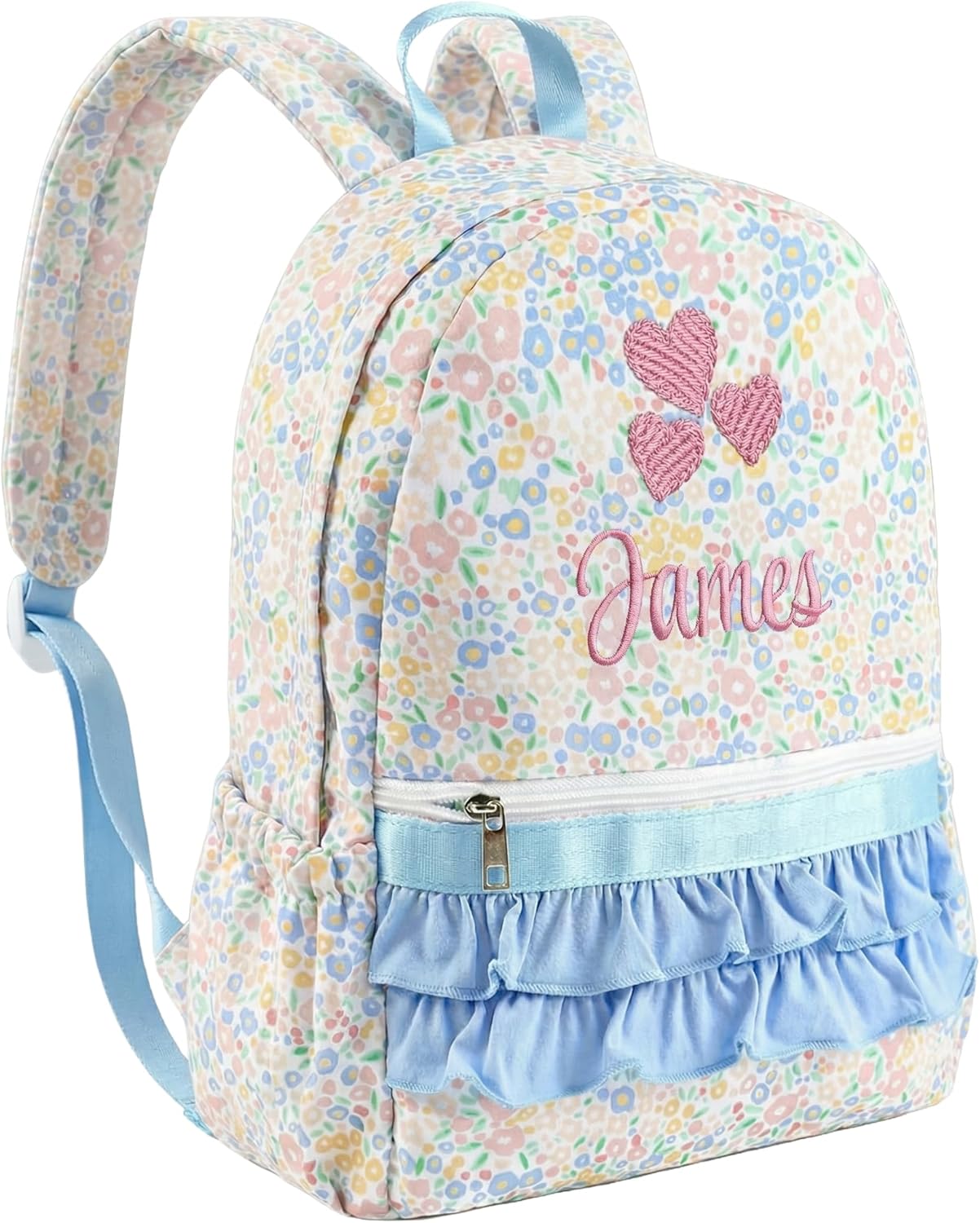 Personalized Girls Ruffle Backpack, Custom Name Embroidered School Bag for Toddler & Preschool, Heavy-Duty 14" Cute Princess Bookbag for Kindergarten Daycare, Premium Birthday for Kids