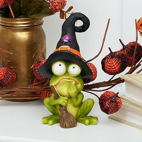 Miniatura 3 de GALLERIE II Figura decorativa pequeña de 3.35 x 5.43 pulgadas con sombrero de bruja, figura decorativa de Halloween, otoño, cosecha, linda,