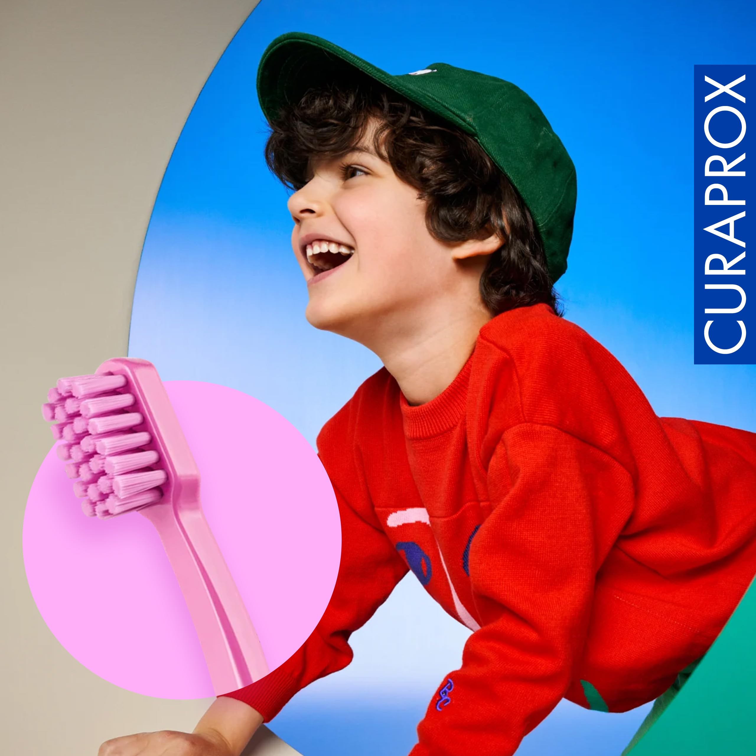 Curaprox Spazzolino CS Kids-Per bambini dai 4 ai 12 anni/Pulizia delicata ultra-morbida | 5.500 filamenti Curen® / Rosa/Confezione singola/Made in Switzerland
