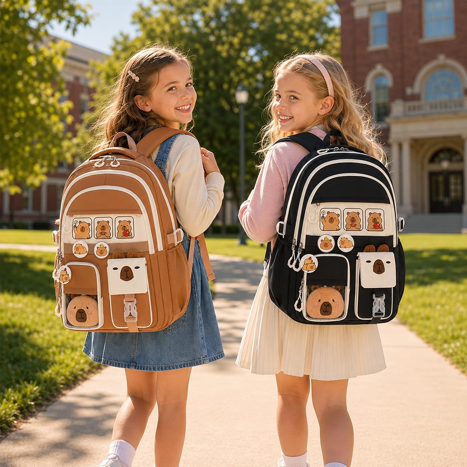 3pcs Capybara Backpack Girls Lunch Box