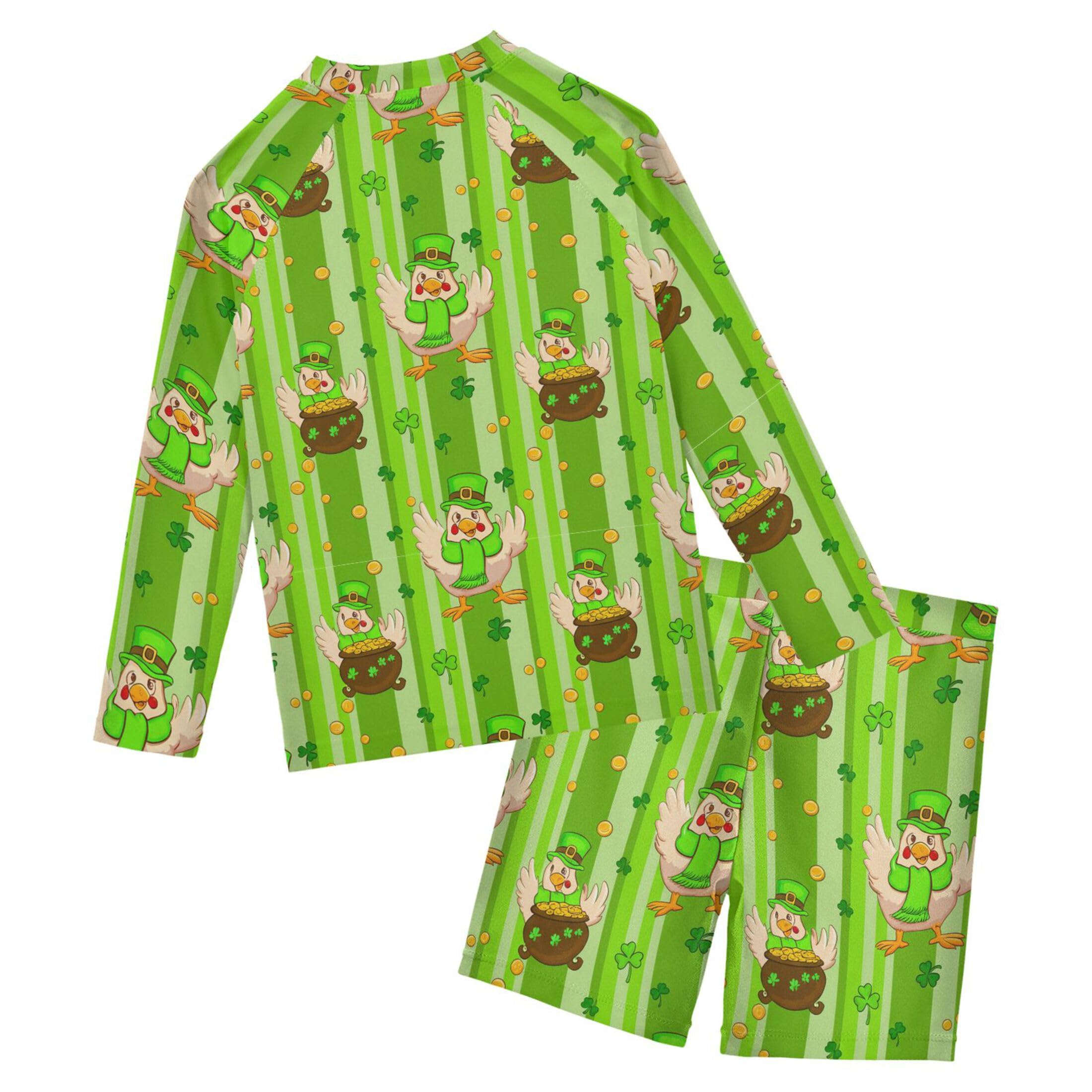 St Patrick Day Turkey Toddler and Baby Boys' 2-Piece Swimsuit Trunk, Long Sleeve Rashguard Bathing Suit B0404508