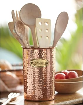 Mud Pie 4585047 Copper Kitchen Utensil Caddy, Aluminum
