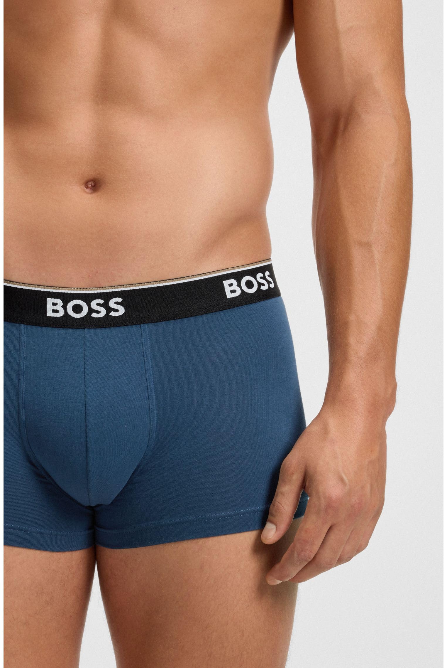 BOSS Dreierpack Eng Anliegende Boxershorts Aus Stretch-Baumwolle Mit Kurzem Bein Und Logos Am Bund