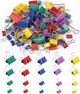 Mr. Pen- Metal Binder Clips, 100 pcs, Assorted Sizes, Colored Binder Paper Clips, Bulk Paper Clamps for Office Supplies, H